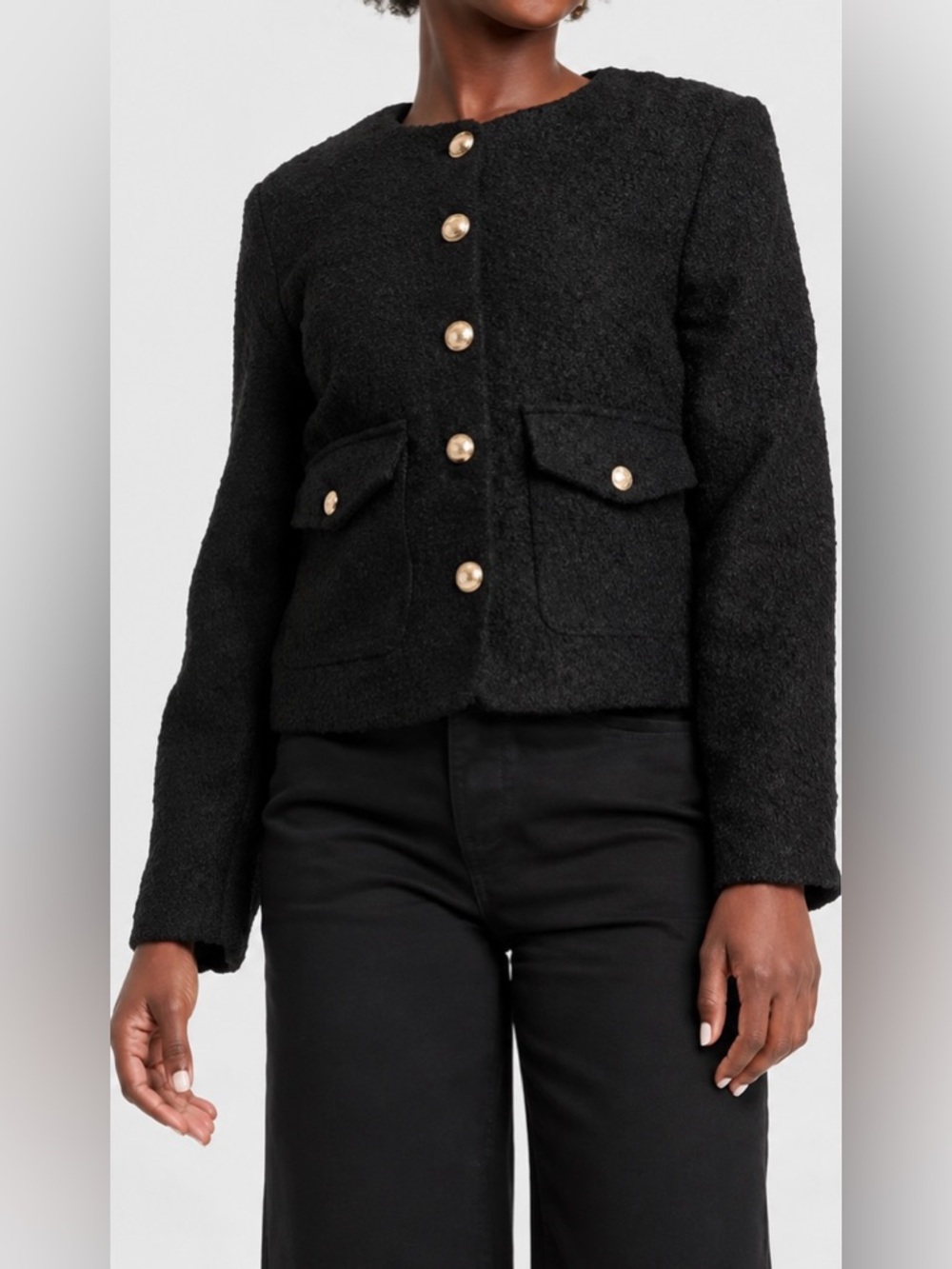 ✨NWT✨Universal Thread Black Bouclé Button-Front Jacket